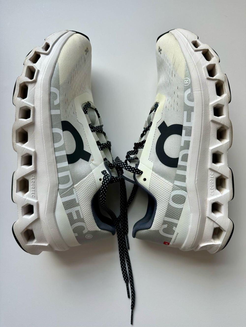 On Running Cloudmonster White and Black Women's Athletic Shoes